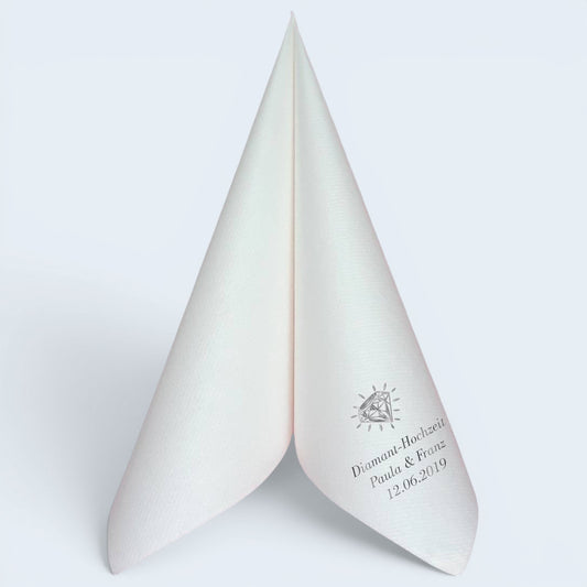 Servietten für Diamant Hochzeit - personalisiert, mit Motiv nach Wahl