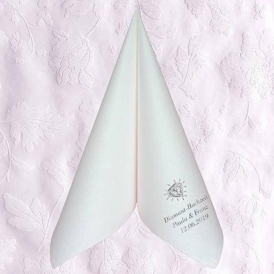 Servietten für Diamant Hochzeit - personalisiert, mit Motiv nach Wahl