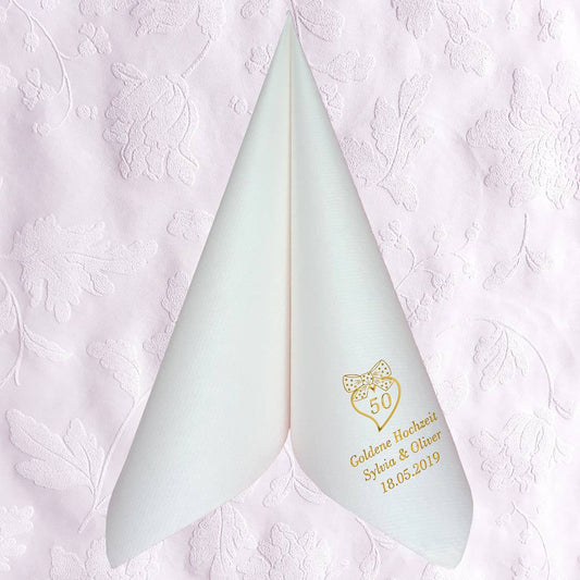 Servietten für Goldene Hochzeit - personalisiert, mit Motiv nach Wahl