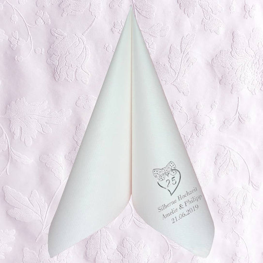 Servietten für Silberne Hochzeit - personalisiert, mit Motiv nach Wahl