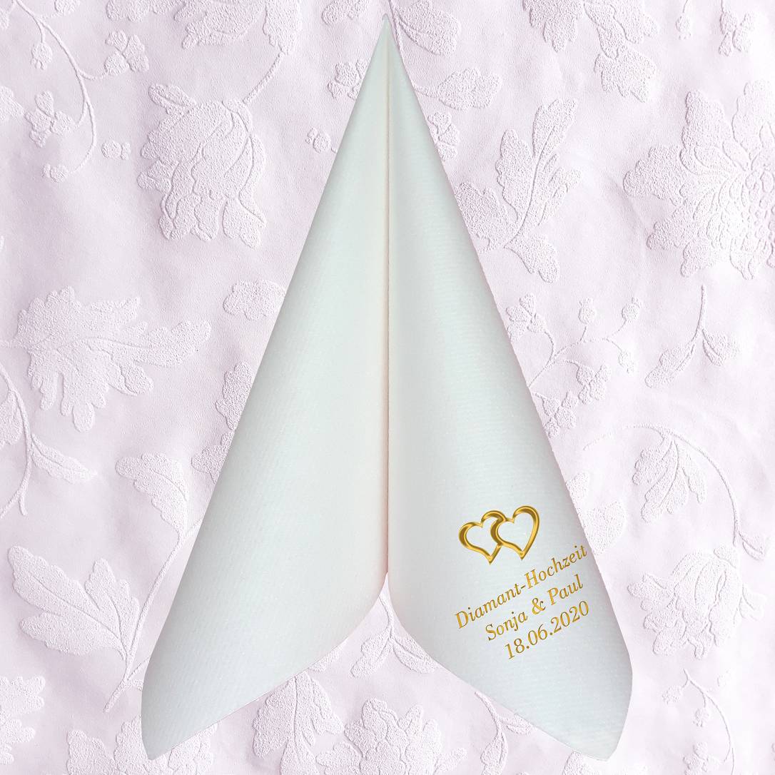 Servietten für Diamant Hochzeit - personalisiert, mit Motiv nach Wahl