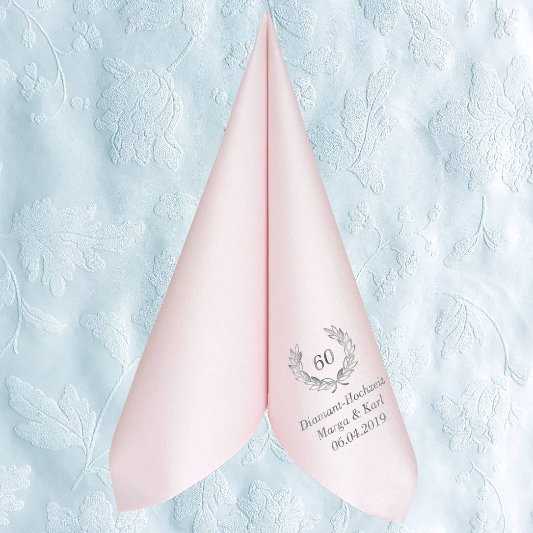 Servietten für Diamant Hochzeit - personalisiert, mit Motiv nach Wahl