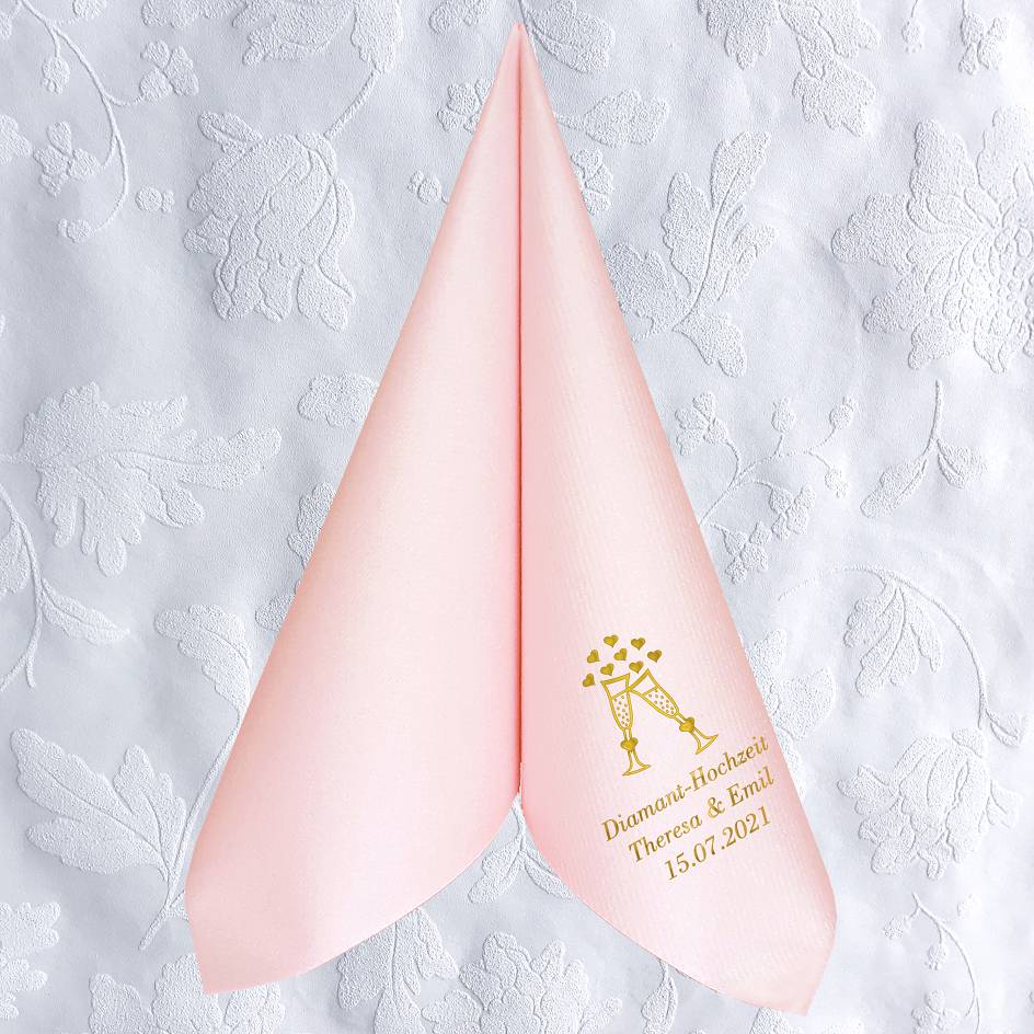 Servietten für Diamant Hochzeit - personalisiert, mit Motiv nach Wahl