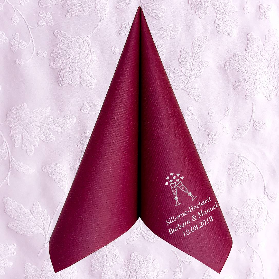 Servietten für Silberne Hochzeit - personalisiert, mit Motiv nach Wahl