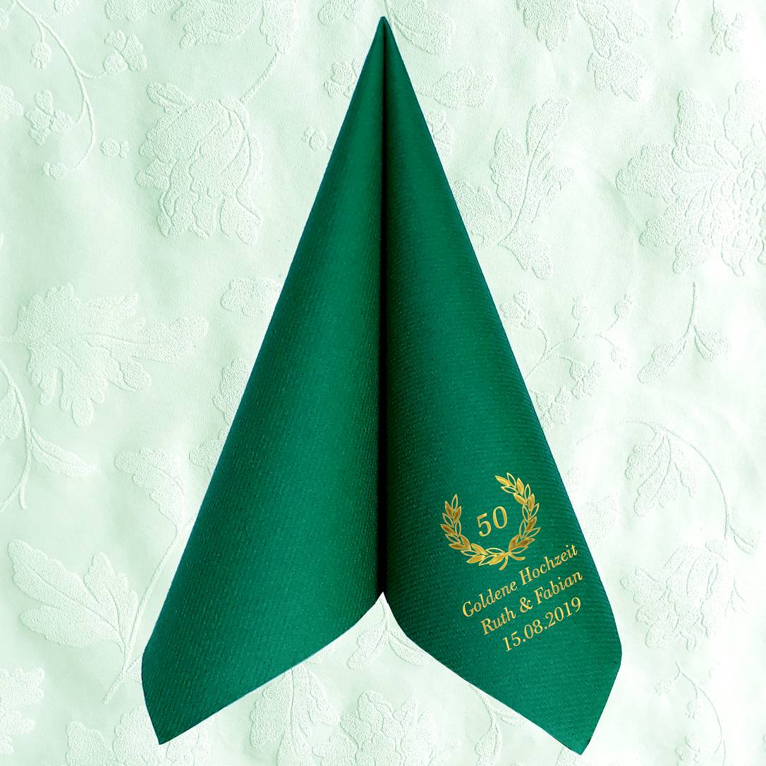 Servietten für Goldene Hochzeit - personalisiert, mit Motiv nach Wahl