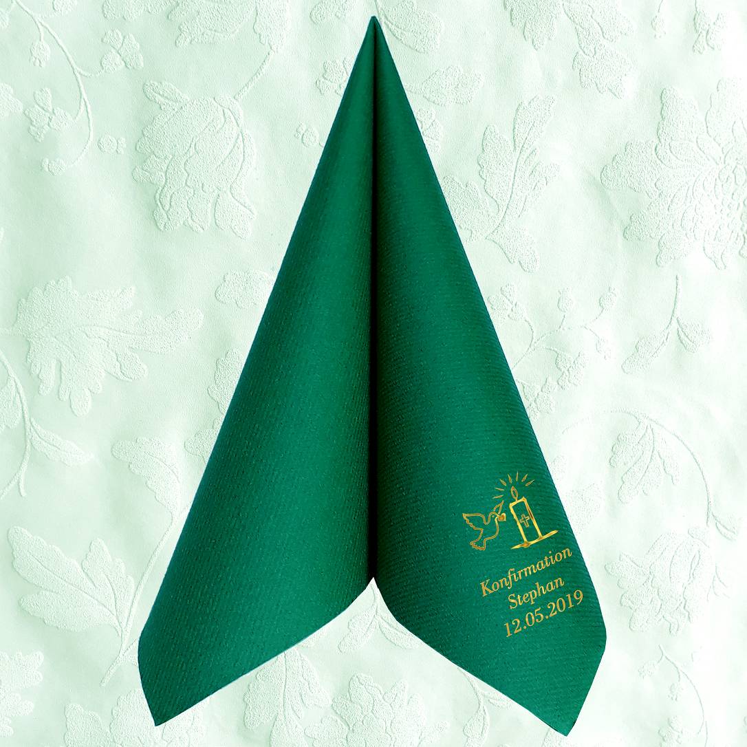 Servietten für Konfirmation - personalisiert, mit Motiv nach Wahl