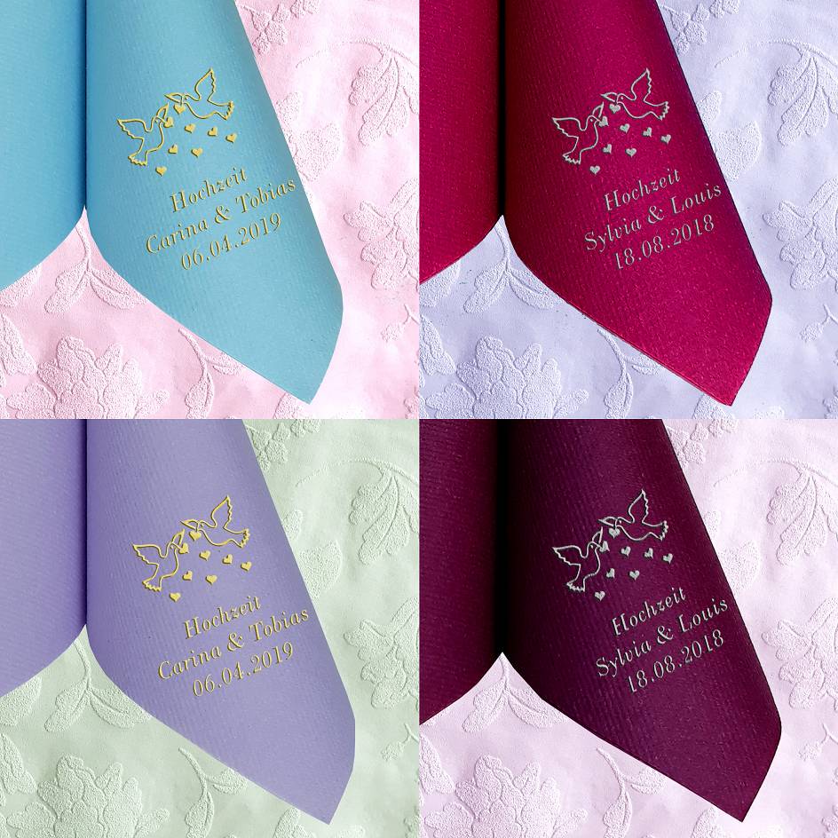 Servietten für Hochzeit - personalisiert, mit Motiv nach Wahl