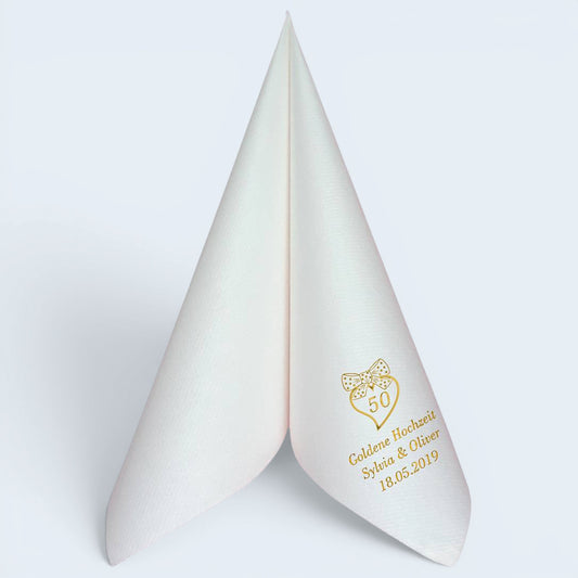Servietten für Goldene Hochzeit - personalisiert, mit Motiv nach Wahl