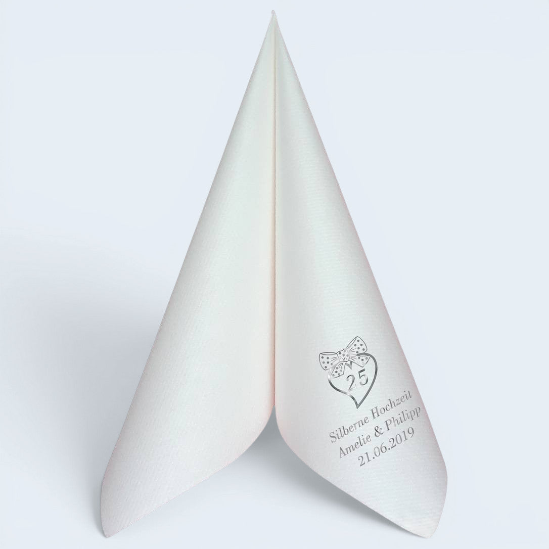 Servietten für Silberne Hochzeit - personalisiert, mit Motiv nach Wahl