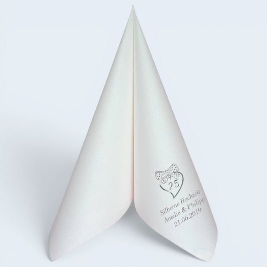 Servietten für Silberne Hochzeit - personalisiert, mit Motiv nach Wahl