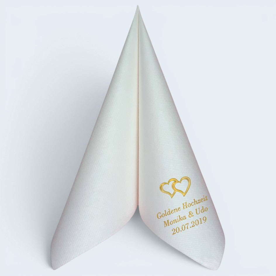 Servietten für Goldene Hochzeit - personalisiert, mit Motiv nach Wahl