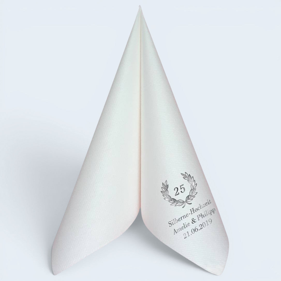 Servietten für Silberne Hochzeit - personalisiert, mit Motiv nach Wahl