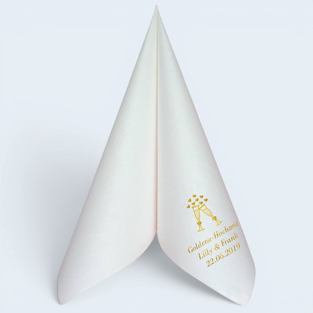 Servietten für Goldene Hochzeit - personalisiert, mit Motiv nach Wahl