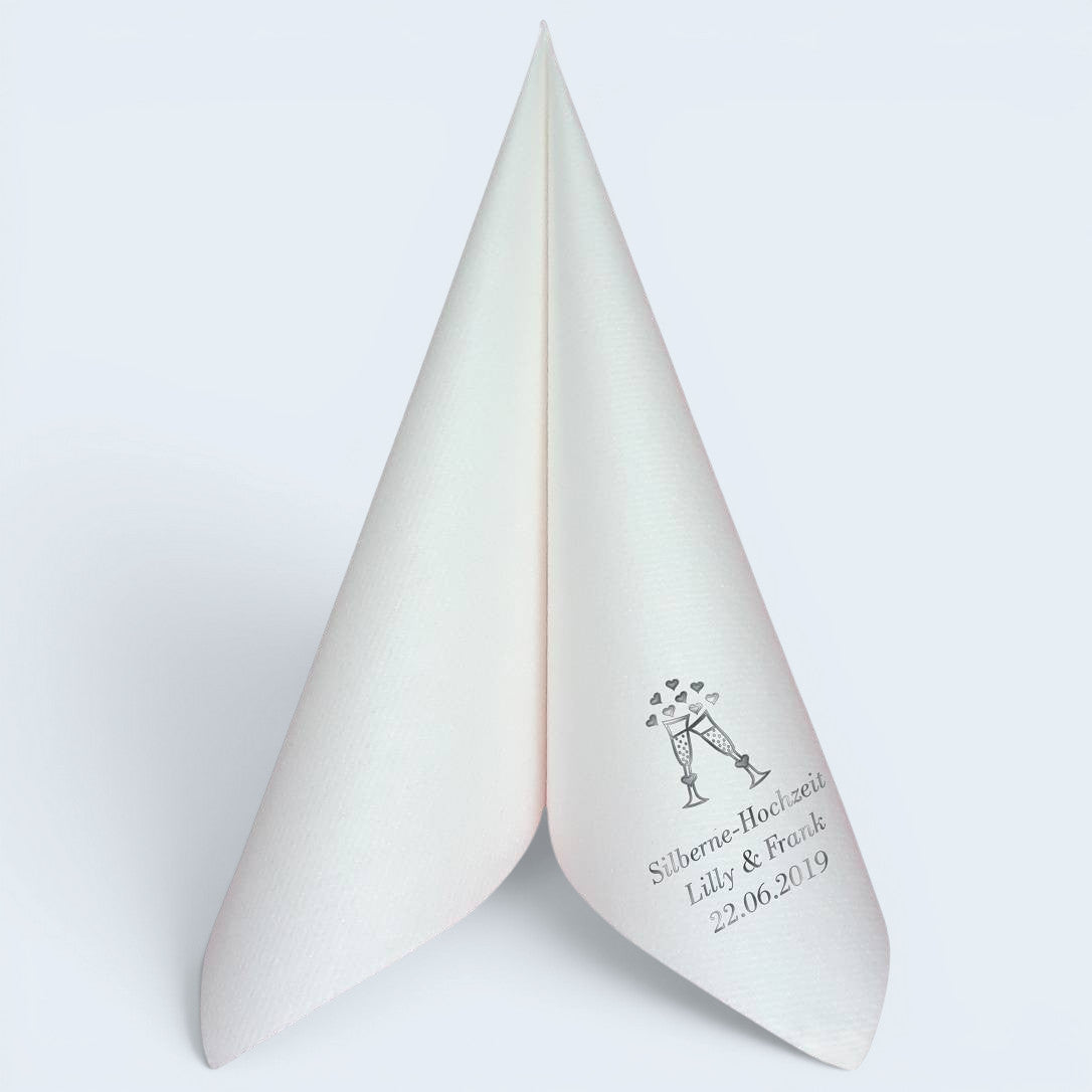 Servietten für Silberne Hochzeit - personalisiert, mit Motiv nach Wahl