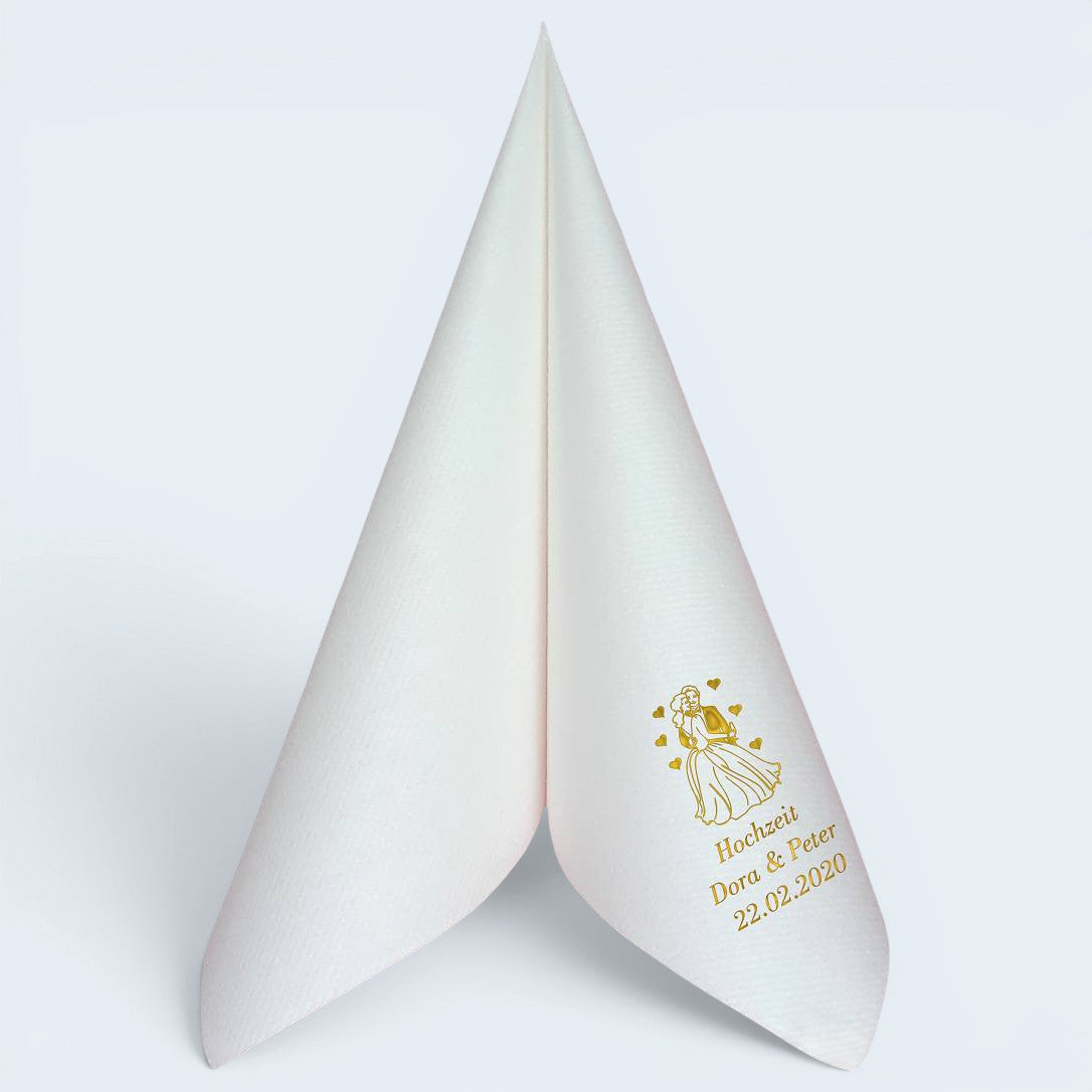 Servietten für Hochzeit - personalisiert, mit Motiv nach Wahl