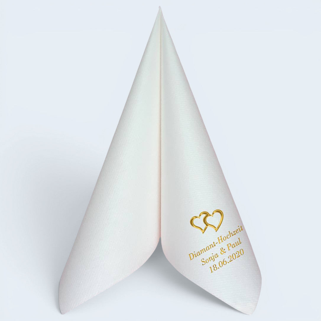 Servietten für Diamant Hochzeit - personalisiert, mit Motiv nach Wahl