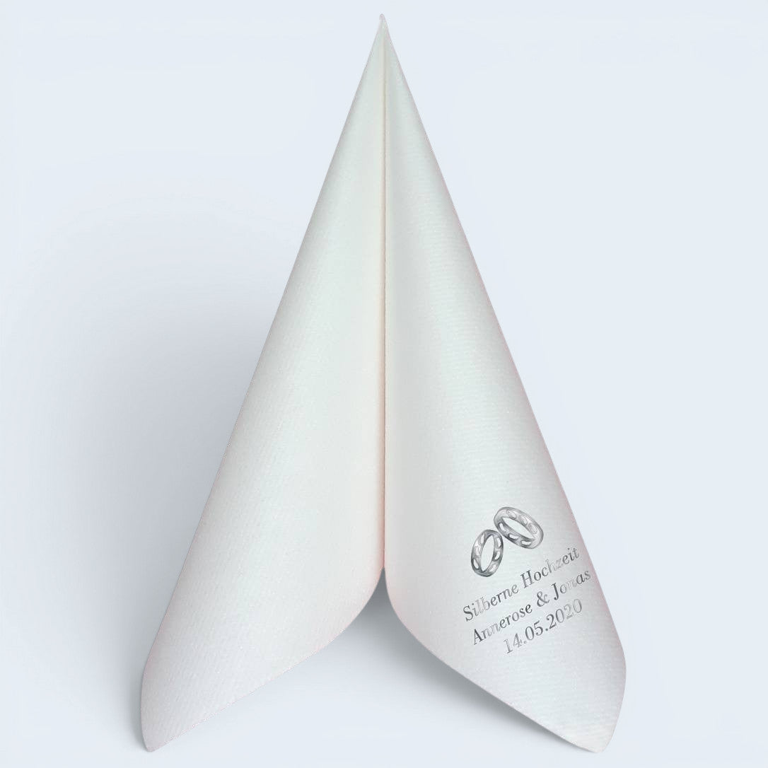Servietten für Silberne Hochzeit - personalisiert, mit Motiv nach Wahl