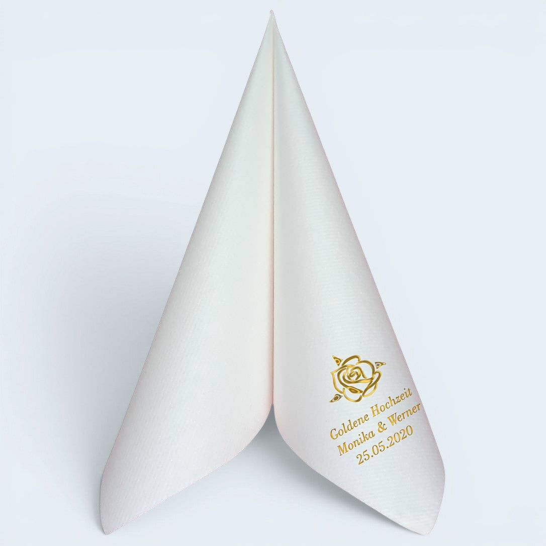 Servietten für Goldene Hochzeit - personalisiert, mit Motiv nach Wahl