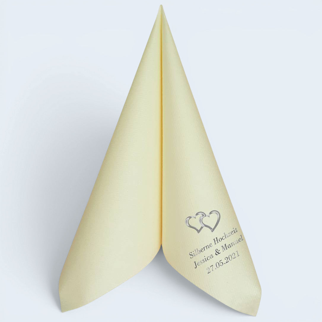Servietten für Silberne Hochzeit - personalisiert, mit Motiv nach Wahl
