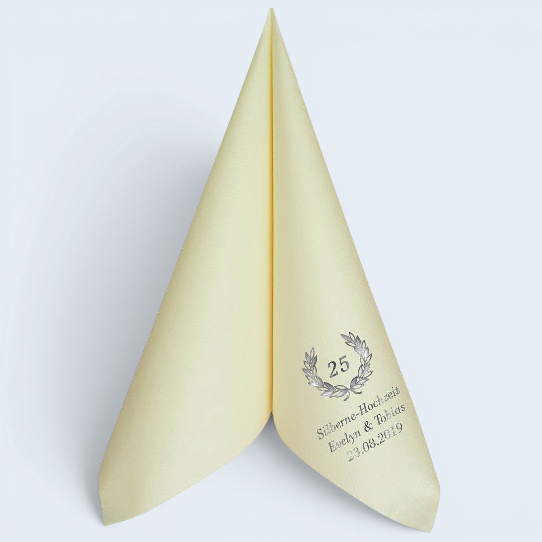 Servietten für Silberne Hochzeit - personalisiert, mit Motiv nach Wahl