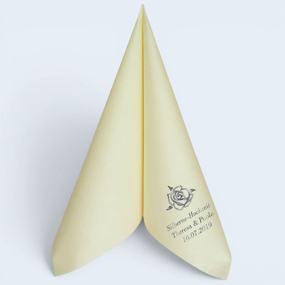 Servietten für Silberne Hochzeit - personalisiert, mit Motiv nach Wahl