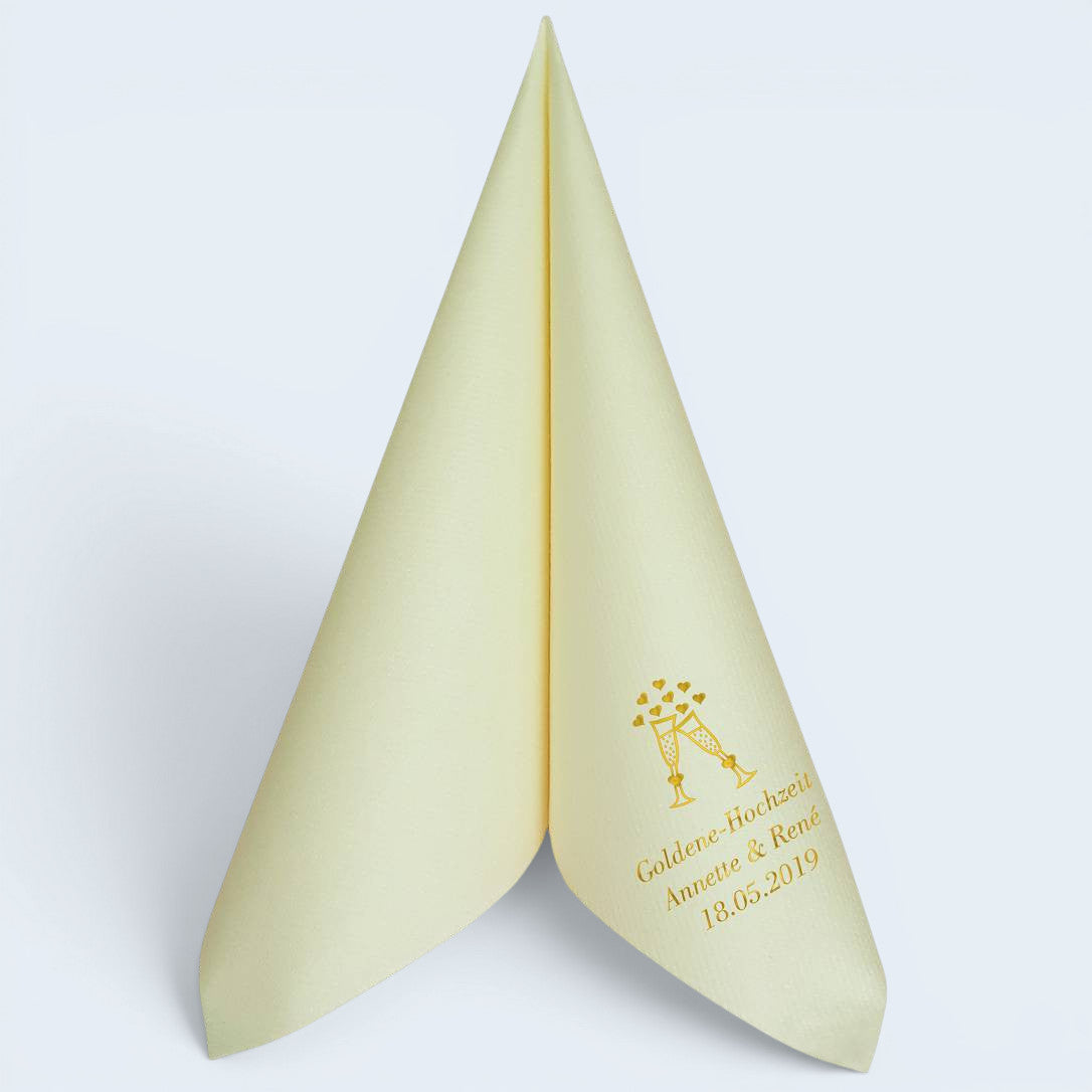 Servietten für Goldene Hochzeit - personalisiert, mit Motiv nach Wahl