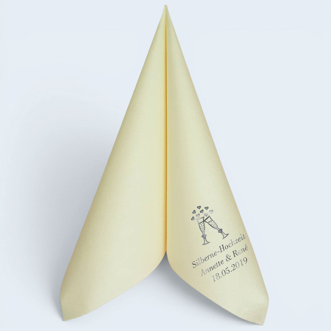 Servietten für Silberne Hochzeit - personalisiert, mit Motiv nach Wahl