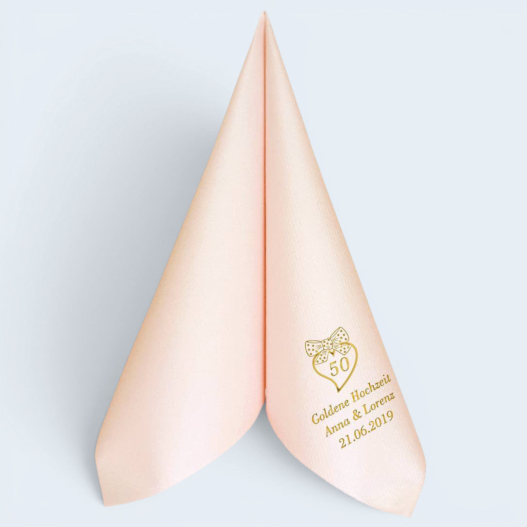 Servietten für Goldene Hochzeit - personalisiert, mit Motiv nach Wahl
