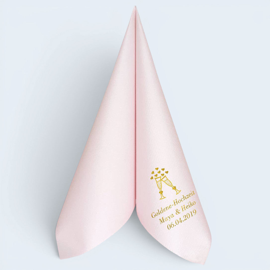 Servietten für Goldene Hochzeit - personalisiert, mit Motiv nach Wahl