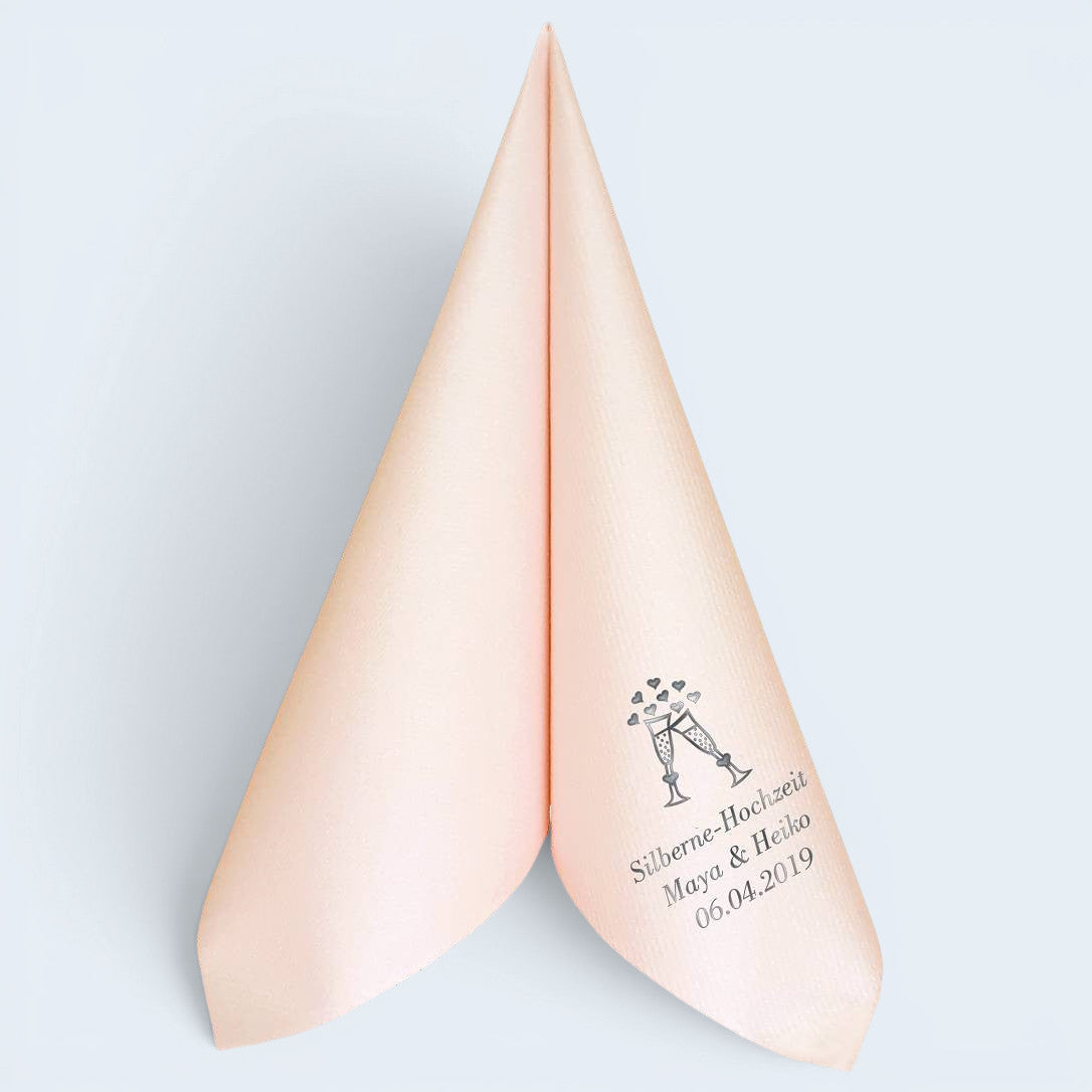 Servietten für Silberne Hochzeit - personalisiert, mit Motiv nach Wahl