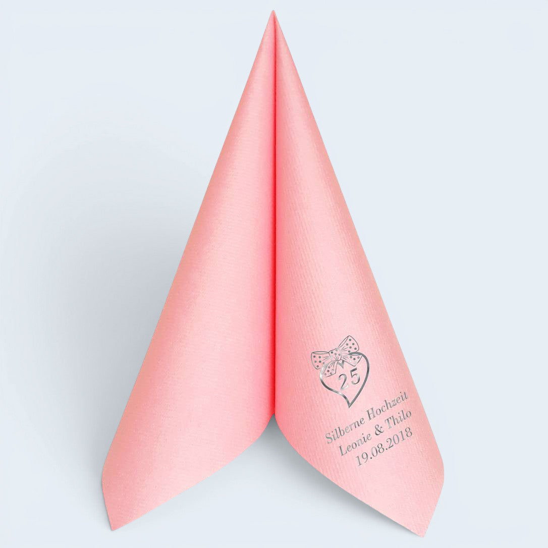 Servietten für Silberne Hochzeit - personalisiert, mit Motiv nach Wahl