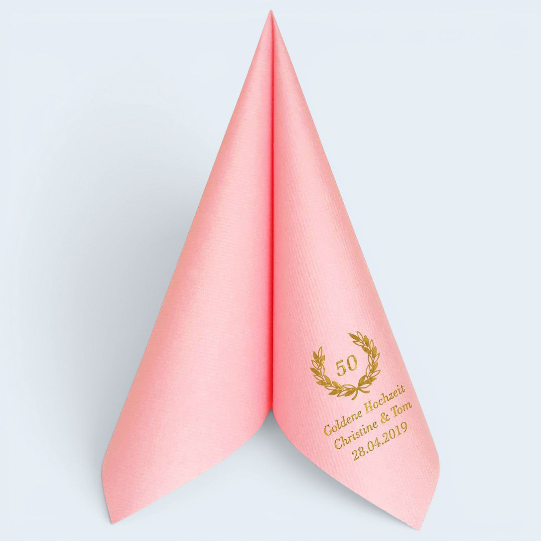 Servietten für Goldene Hochzeit - personalisiert, mit Motiv nach Wahl