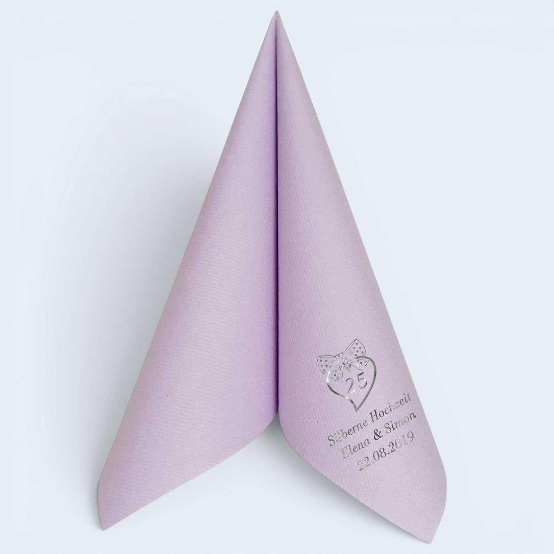 Servietten für Silberne Hochzeit - personalisiert, mit Motiv nach Wahl