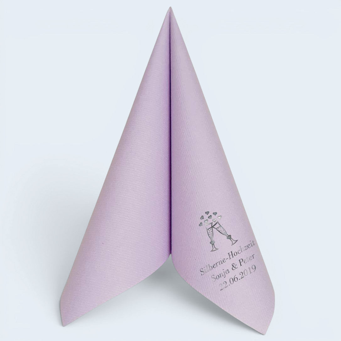 Servietten für Silberne Hochzeit - personalisiert, mit Motiv nach Wahl