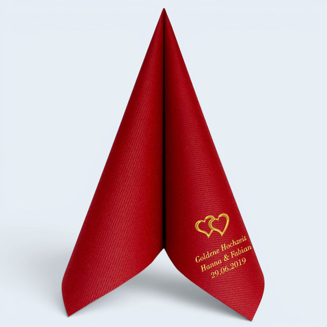 Servietten für Goldene Hochzeit - personalisiert, mit Motiv nach Wahl