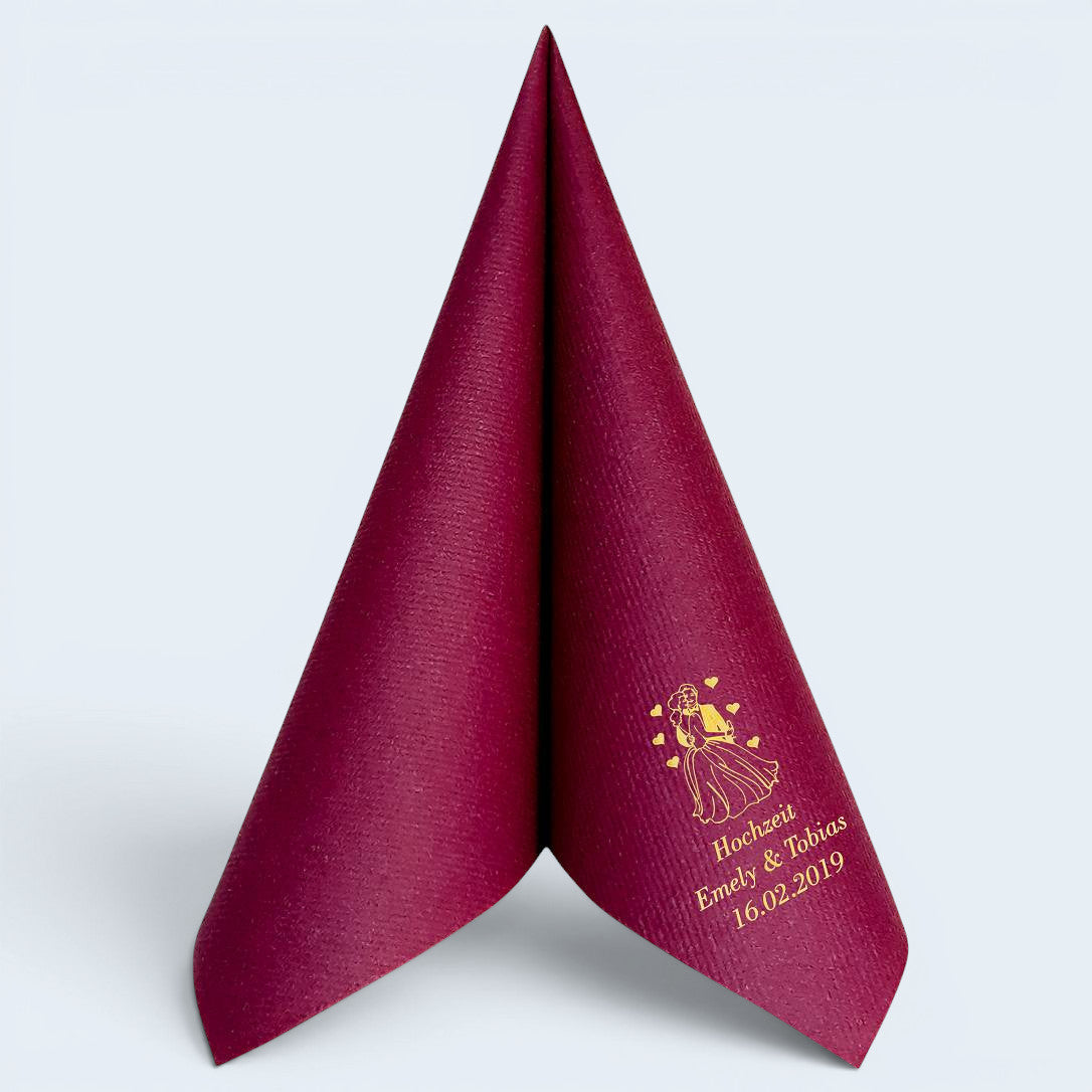 Servietten für Hochzeit - personalisiert, mit Motiv nach Wahl