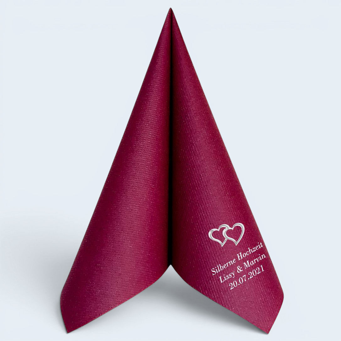 Servietten für Silberne Hochzeit - personalisiert, mit Motiv nach Wahl