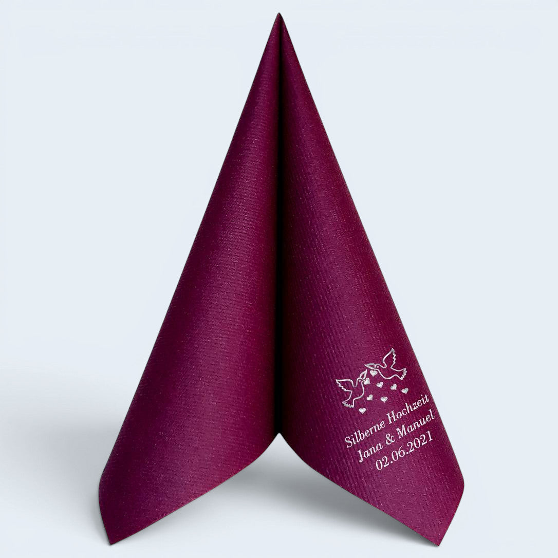 Servietten für Silberne Hochzeit - personalisiert, mit Motiv nach Wahl