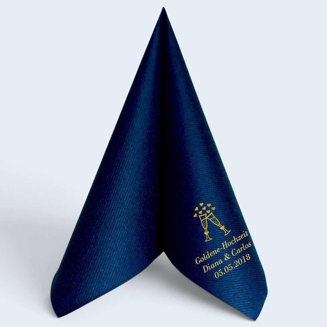 Servietten für Goldene Hochzeit - personalisiert, mit Motiv nach Wahl