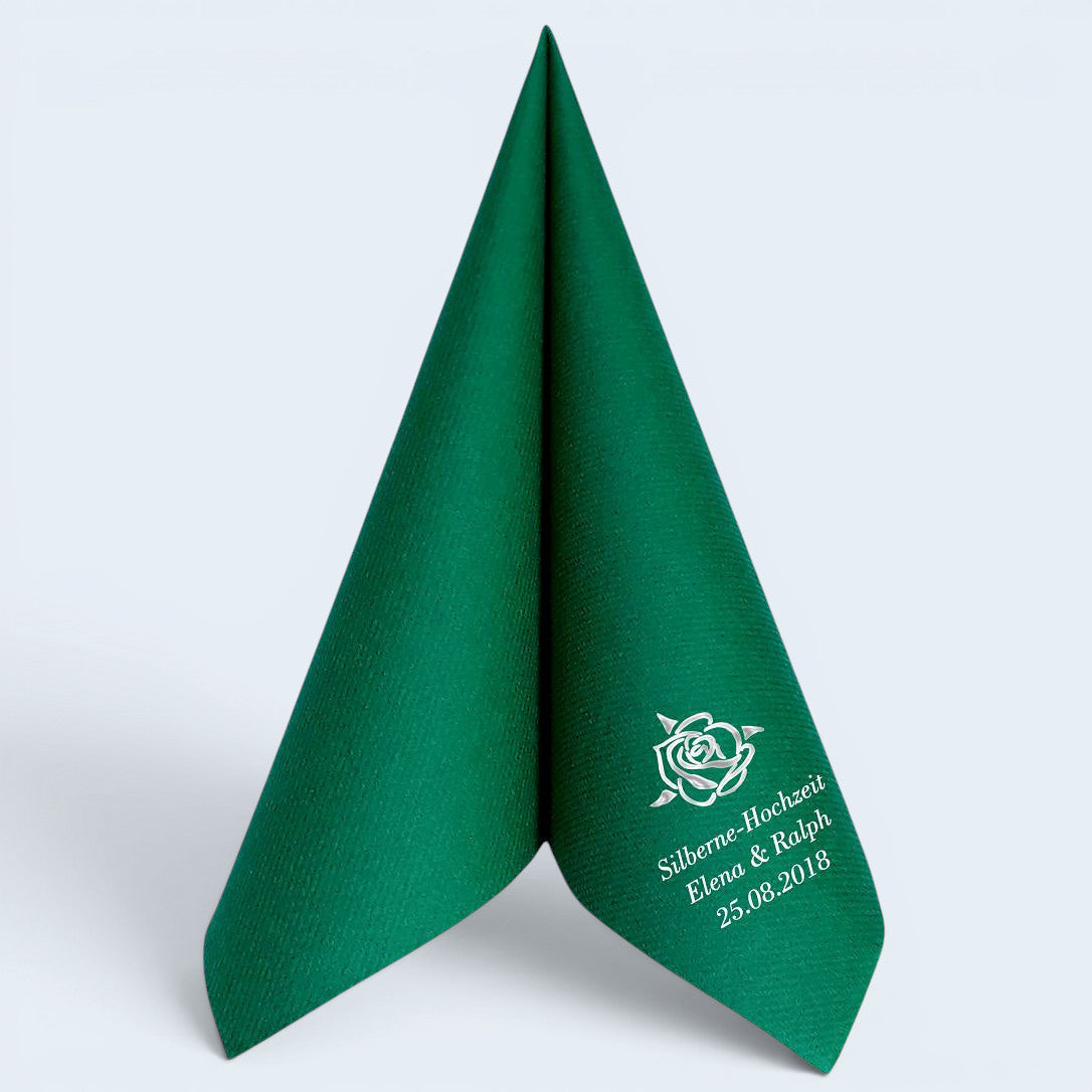 Servietten für Silberne Hochzeit - personalisiert, mit Motiv nach Wahl