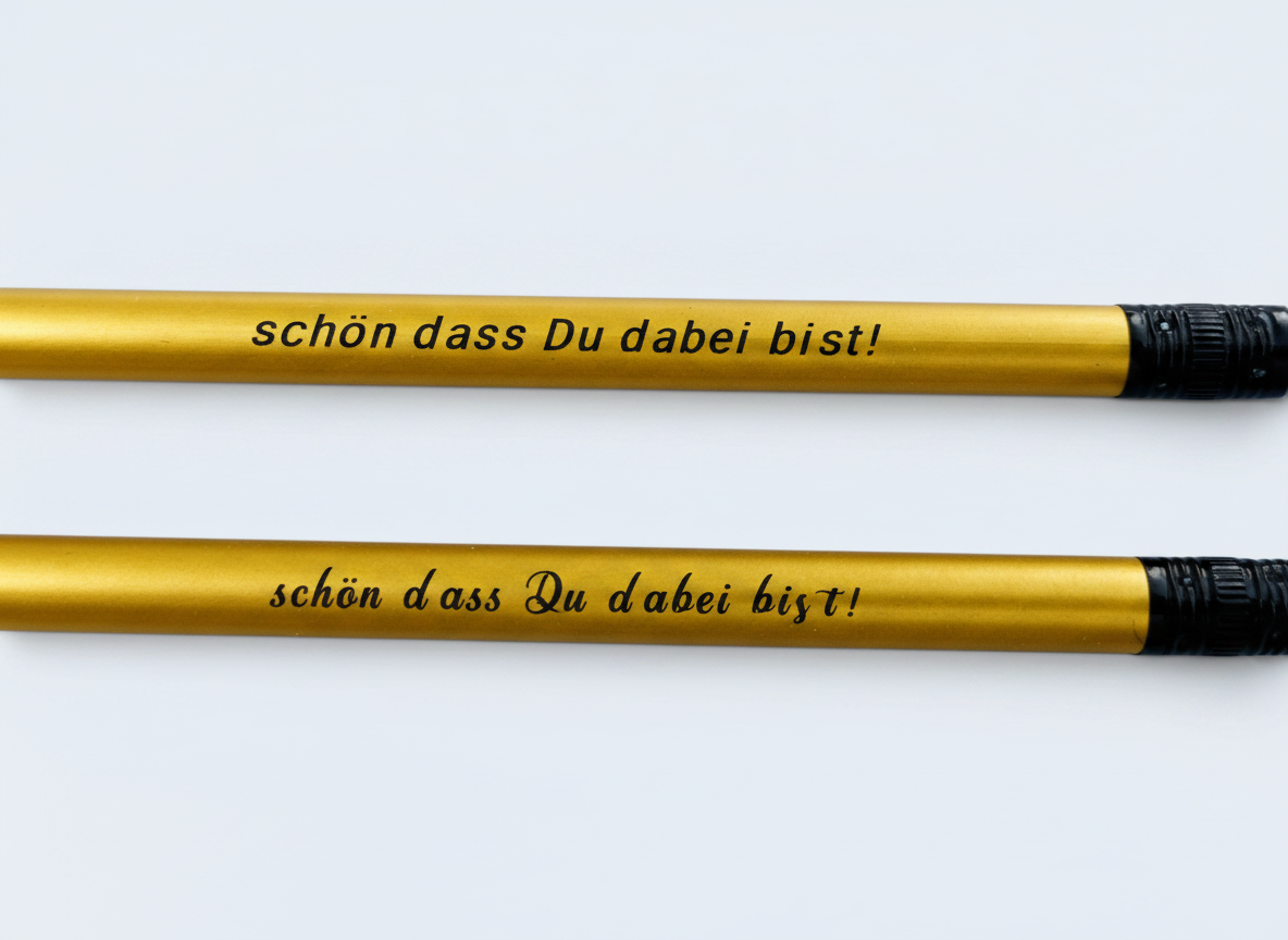 goldener Bleistift mit Radierer - individuell veredelt