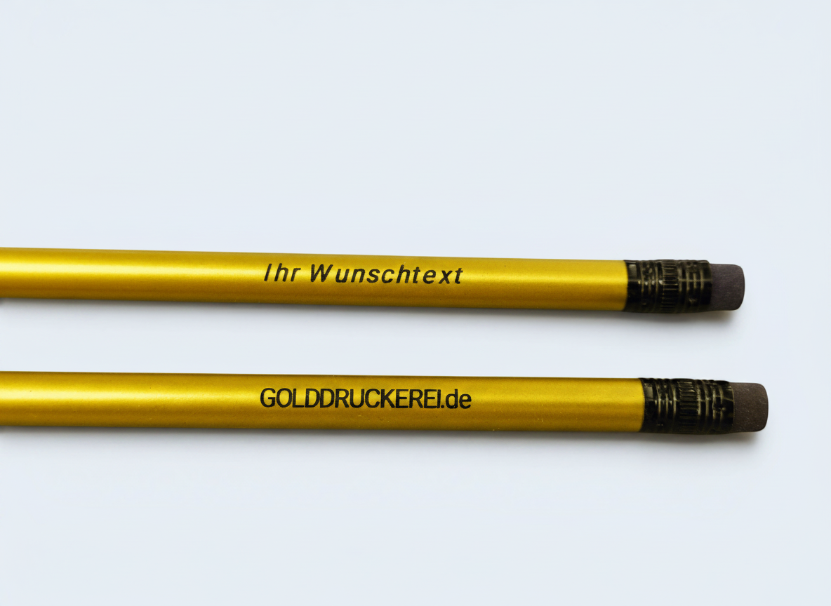 goldener Bleistift mit Radierer - individuell veredelt