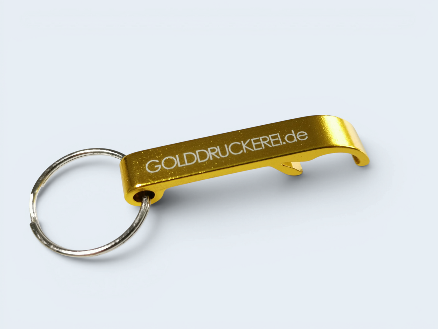 goldener Flaschenöffner mit Schlüsselring  - individuell veredelt
