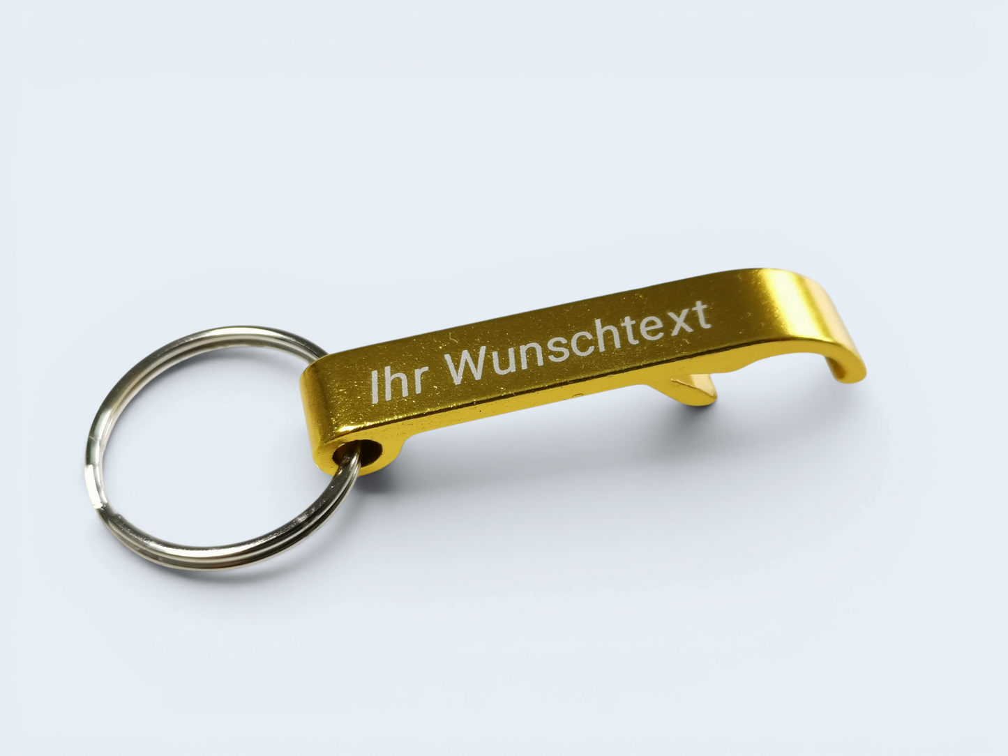 goldener Flaschenöffner mit Schlüsselring  - individuell veredelt
