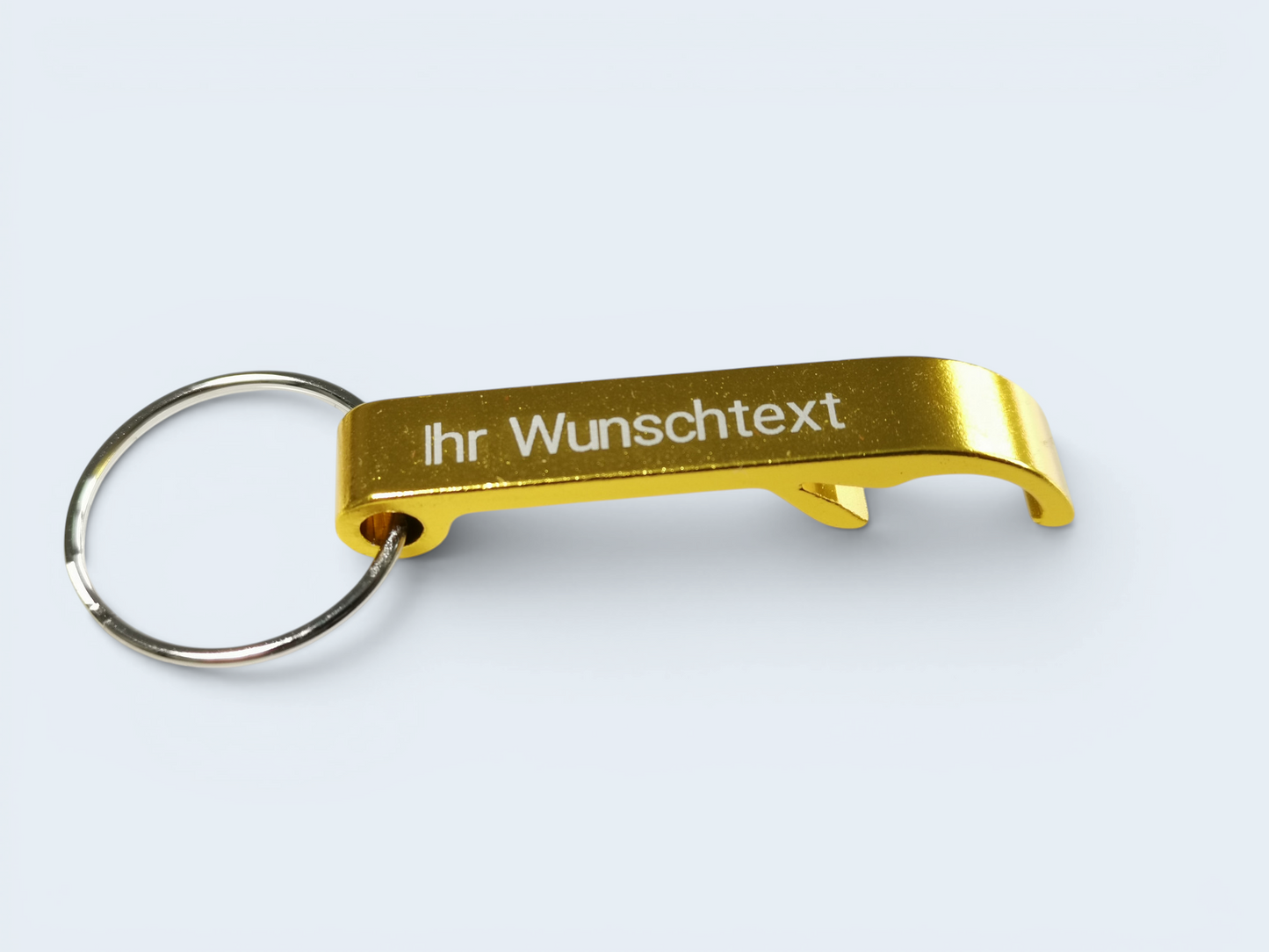 goldener Flaschenöffner mit Schlüsselring  - individuell veredelt