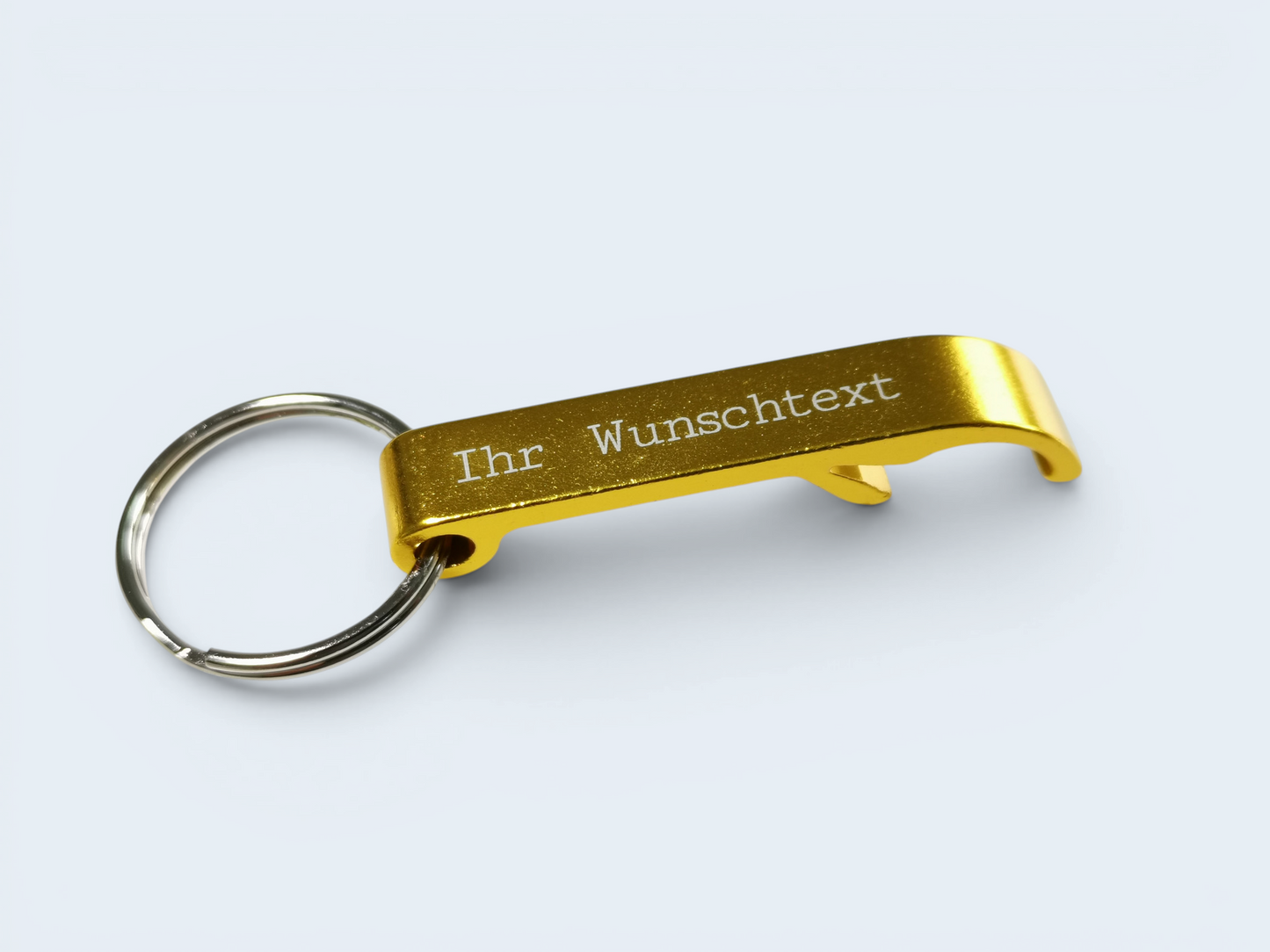 goldener Flaschenöffner mit Schlüsselring  - individuell veredelt