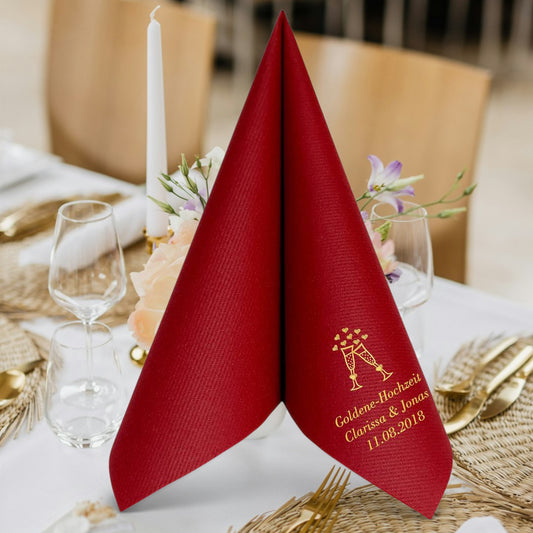 Servietten für Goldene Hochzeit - personalisiert, mit Motiv nach Wahl