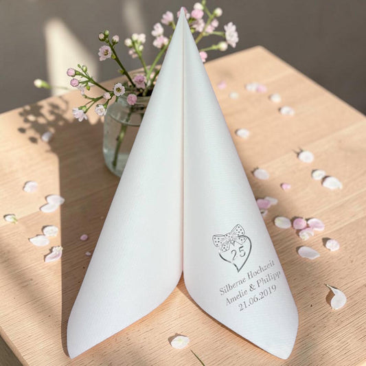 Servietten für Silberne Hochzeit - personalisiert, mit Motiv nach Wahl